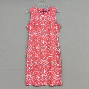 J.McLaughlin Dress Medium Orange Nautical Print Sleeveless Catalina Cloth